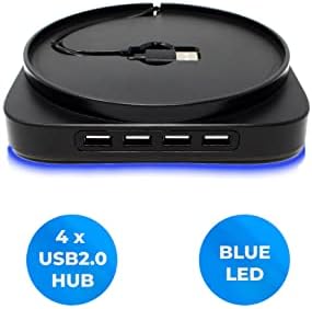 SteadingGamer Blue LED מעמד אנכי עם רכזת USB עבור Xbox Series X | מאריך USB | 4 יציאות USB | אור LED כחול